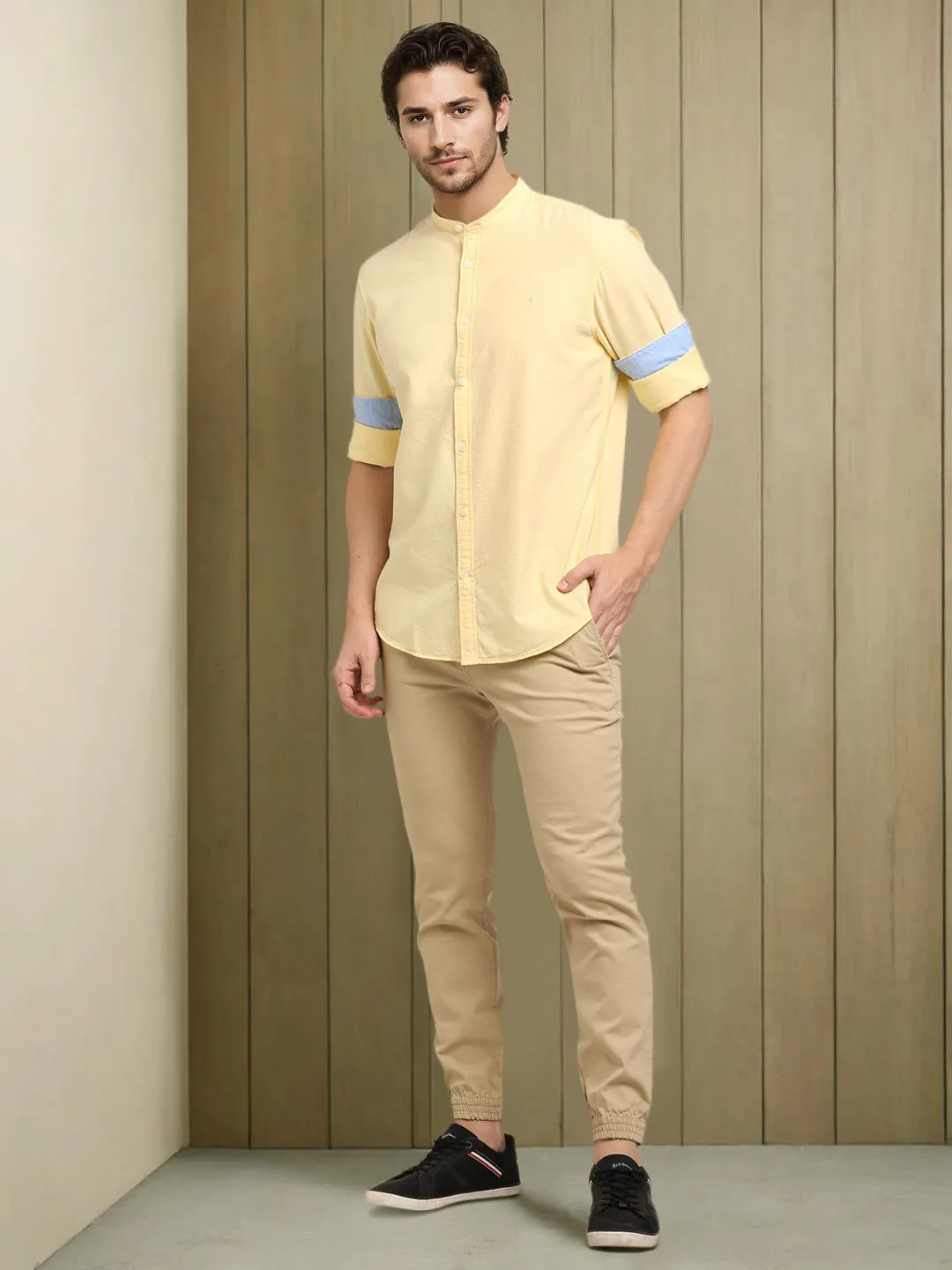 Men Solid Full Sleeve Cotton Shirt Linen blend Organic Cotton