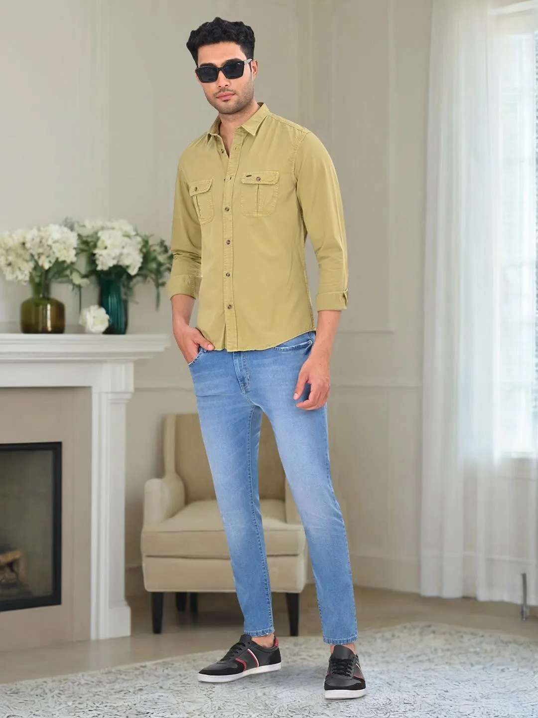 Men Solid Full Sleeve Cotton Shirt Ergonomic Sleeve Cut