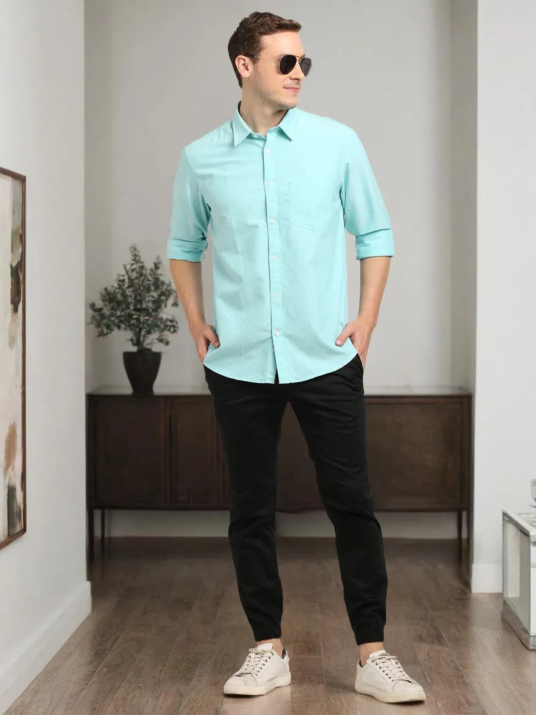 Men Solid Full Sleeve Cotton Shirt garden party