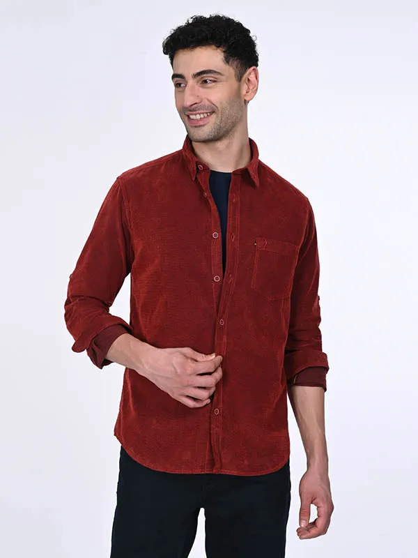 Fitted Shape Men Solid Full Sleeve Cotton Stretch Shirt