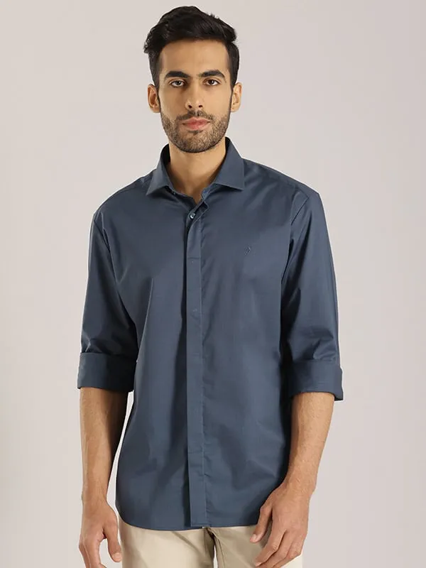 Corporate Retreat Reinforced Seams Men Solid Full Sleeve Cotton Stretch Shirt