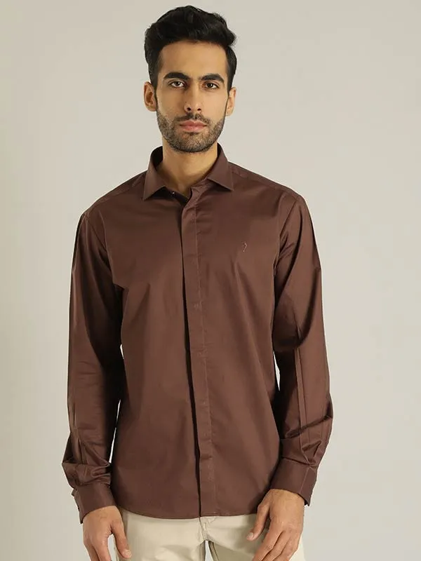 Perfect Look Trendy Fashion Men Solid Full Sleeve Cotton Stretch Shirt