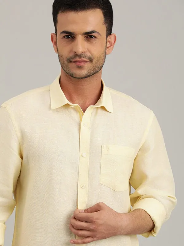 Men Solid Full Sleeve Linen Shirt Chic Wardrobe