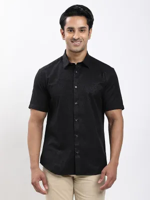 Men Solid Half Sleeve Cotton Blend Shirt Ruffle Edge