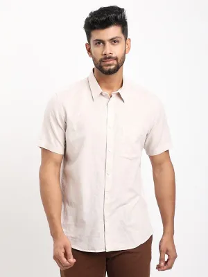 Men Solid Half Sleeve Cotton Blend Shirt Wrinkle-Free Seasonal Style