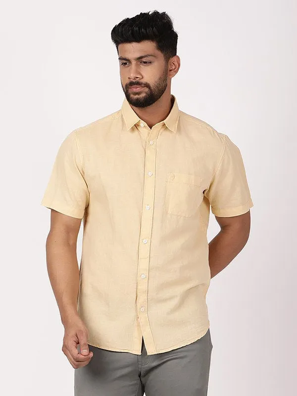 Breathable Design Men Solid Half Sleeve Cotton Blend Shirt