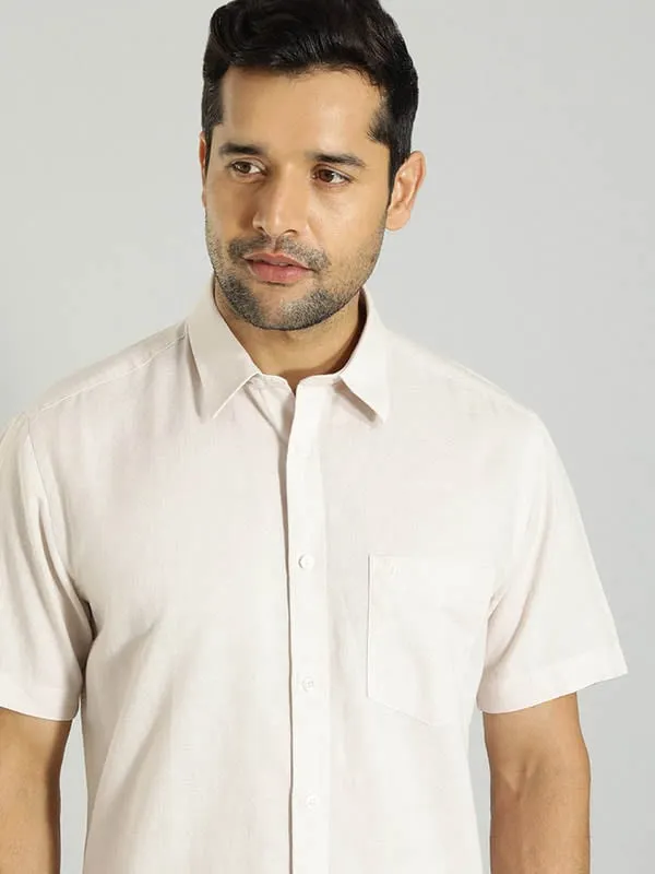 Fashion Forward Anniversary Special Men Solid Half Sleeve Cotton Blend Shirt