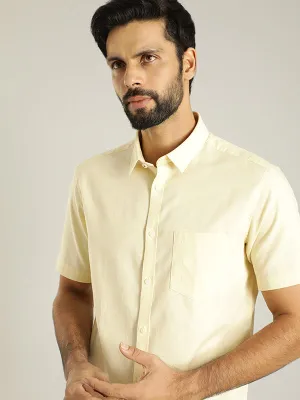 Camouflage Style Hidden Placket Men Solid Half Sleeve Cotton Shirt