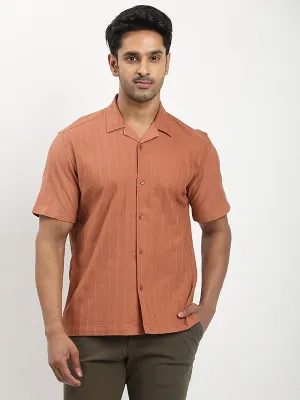 Men Solid Half Sleeve Cotton Shirt Trendy Pattern Retro Vibe