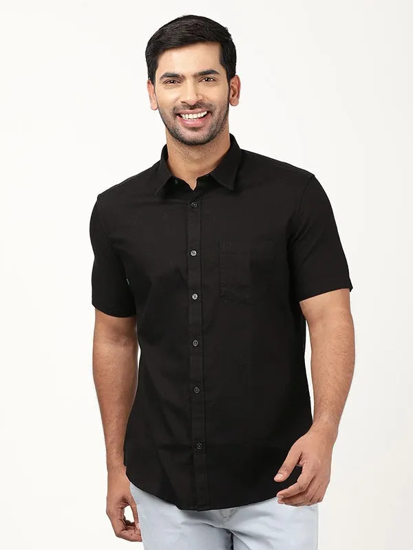 Multipocket Style EasyCare Fabric Men Solid Half Sleeve Cotton Shirt