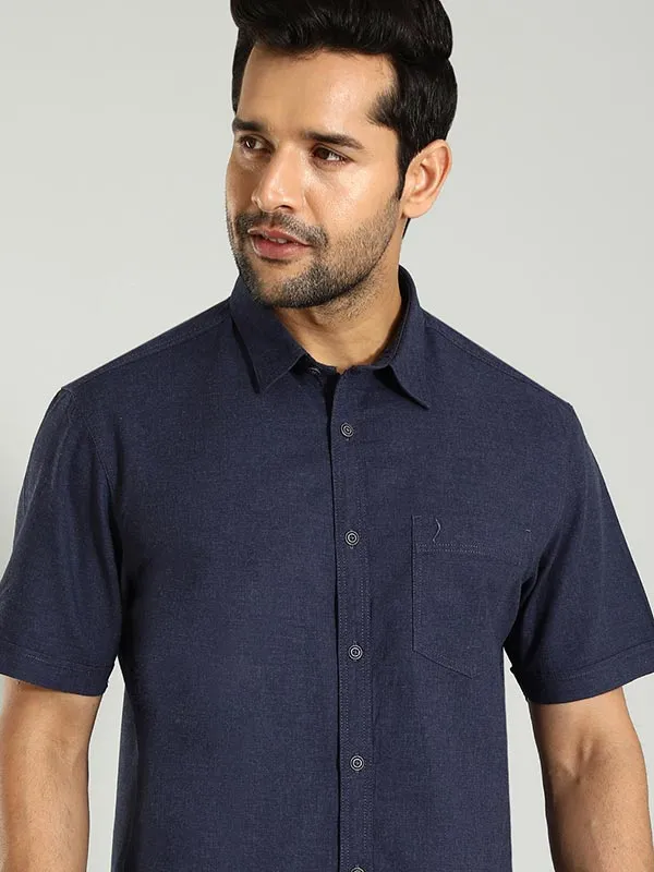 Casual Elegance Men Solid Half Sleeve Cotton Shirt