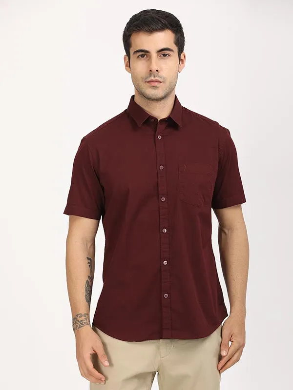 Men Solid Half Sleeve Cotton Shirt Winter Layering