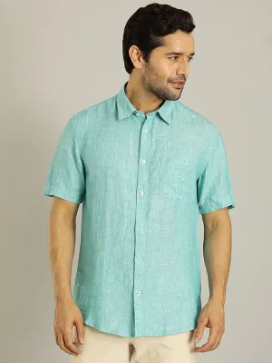 Men Solid Half Sleeve Linen Shirt Spring Break