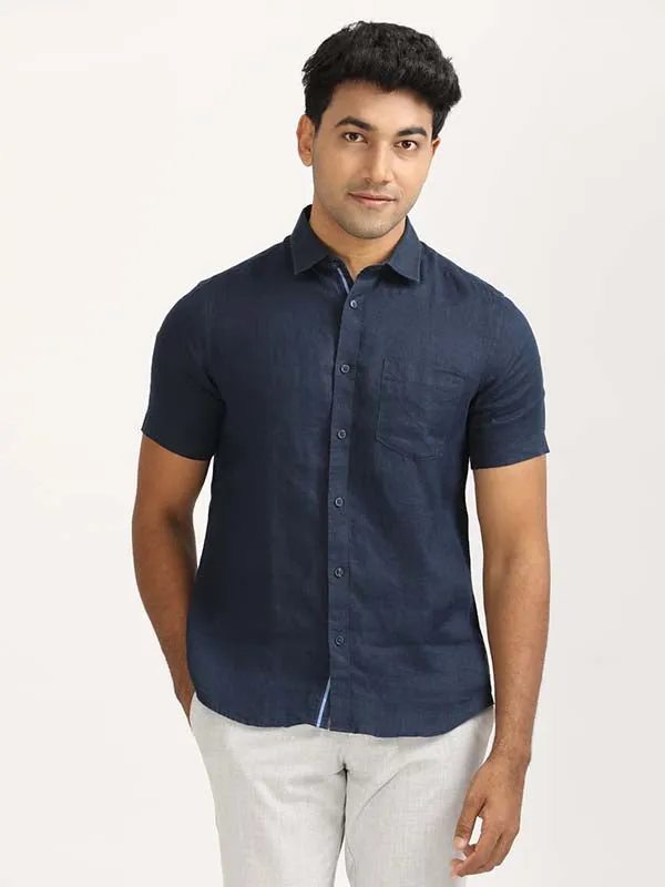 Men Solid Half Sleeve Linen Shirt Simple Layer mix and match