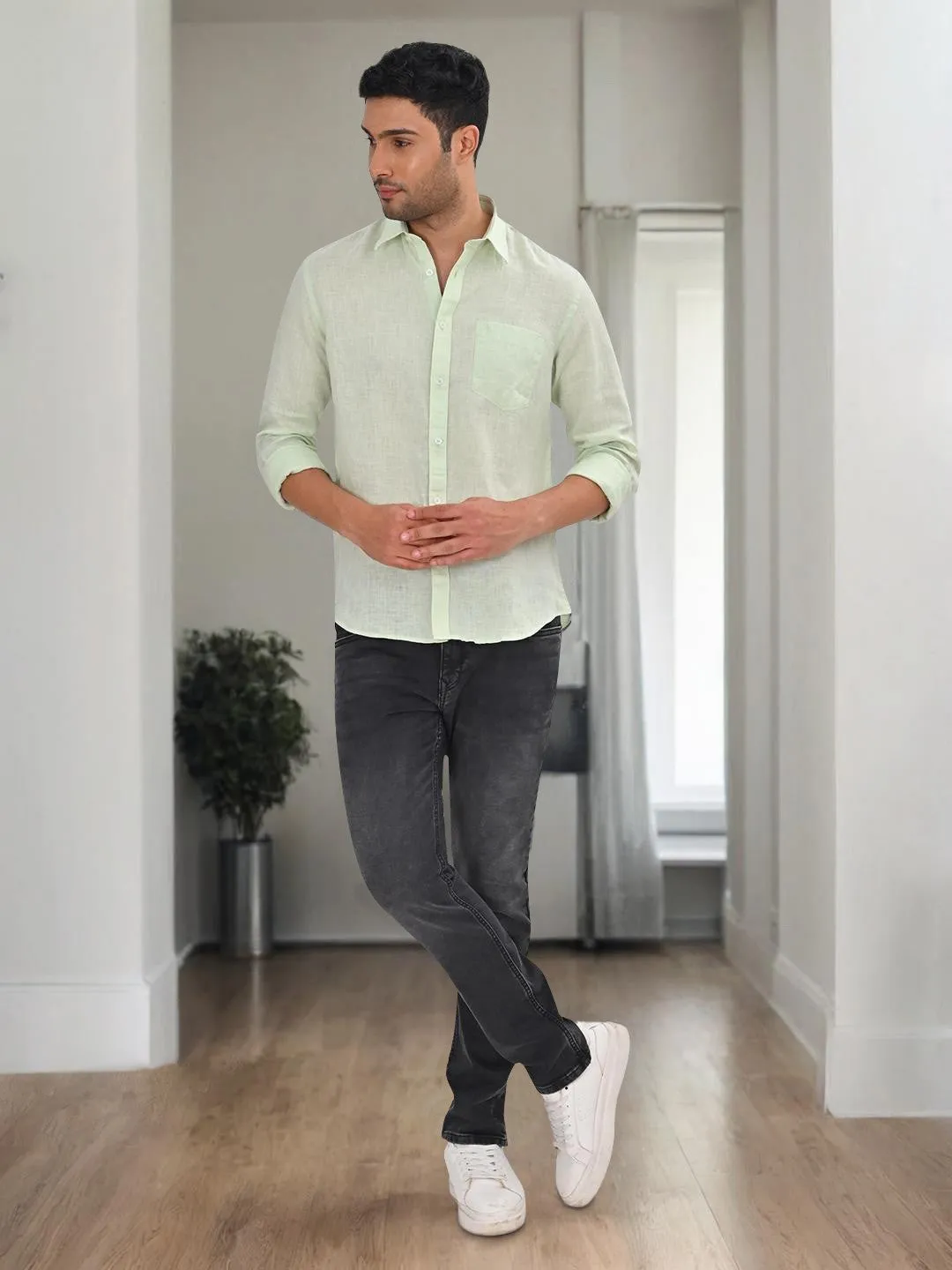 Odor control Morning Comfort Men Striped Full Sleeve Cotton Shirt