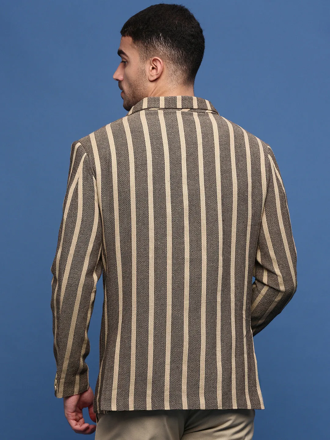 Men's Beige Slim Fit Single Breasted Blazer Weatherproof Technology