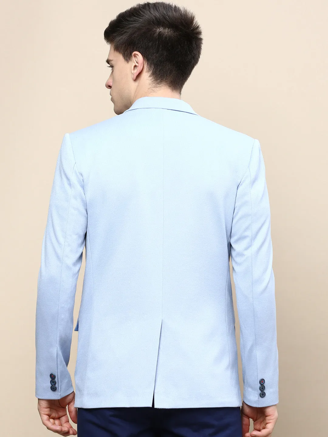 Daily Essential Men's Blue Notched Lapel Single Breasted Blazer