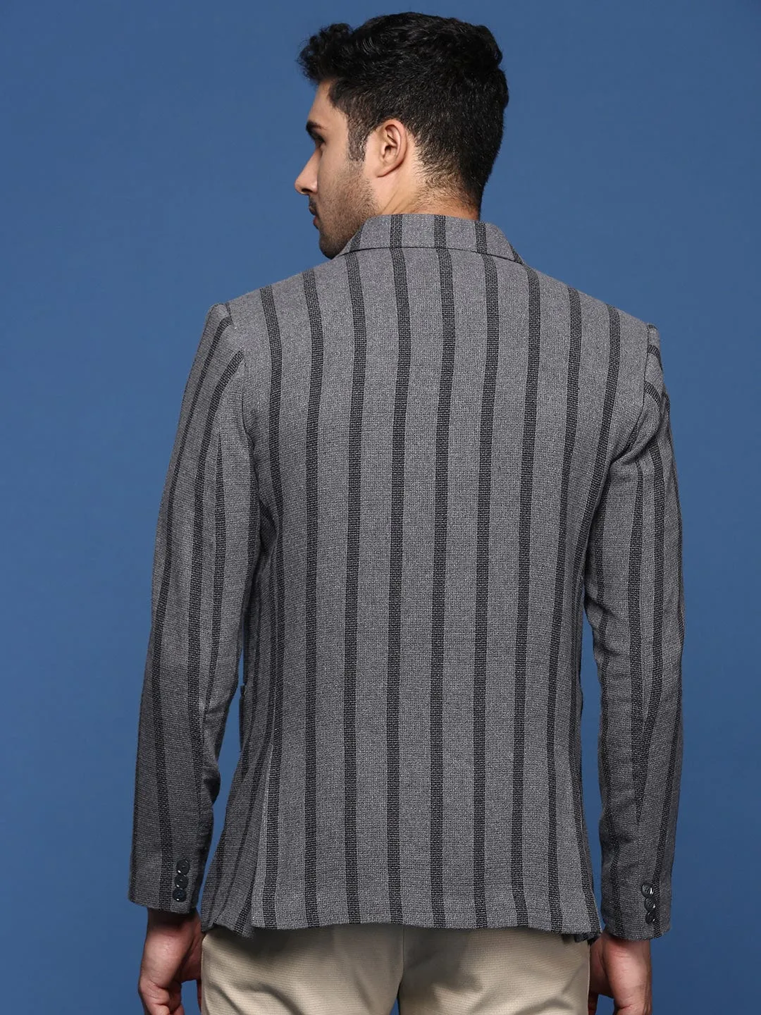 Men's Charcoal Slim Fit Single Breasted Slim Fit Formal Blazer Multi pockets