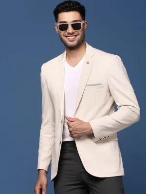 ReversibleStyle Men's Cream Slim Fit Single Breasted Casual Blazer