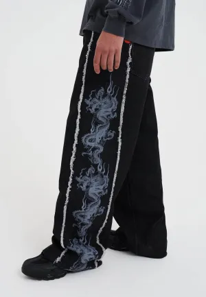 Mens Dragon Raw Seam Xxtra Denim Trousers Jeans - Black Trend Setter Smart Casual Classic Wear Casual Energy