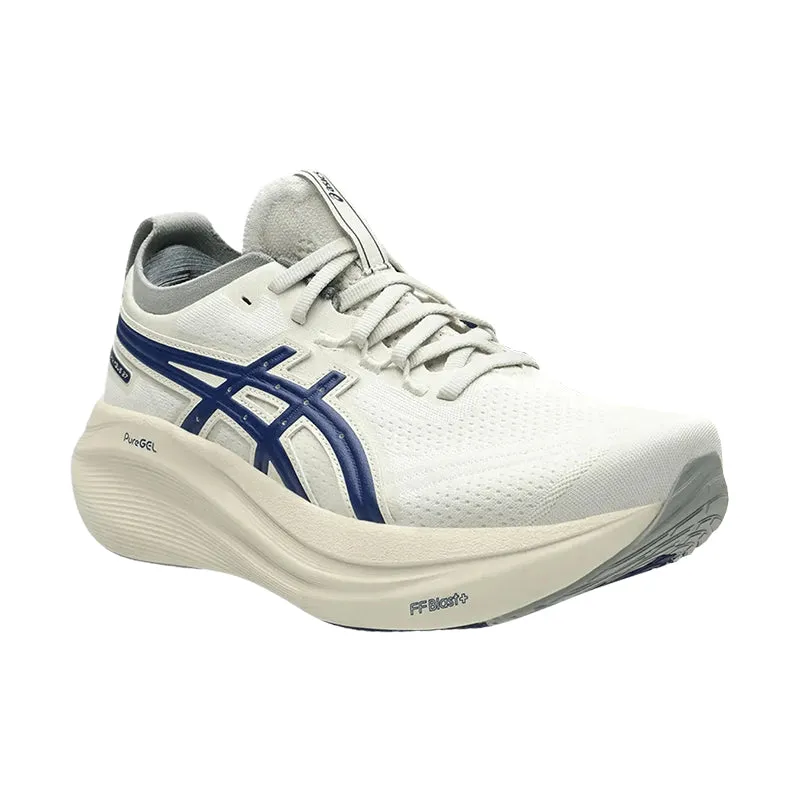 Comfortable Straps calf - high running shoes Men's Gel-Nimbus 27 Birch/Indigo Blue