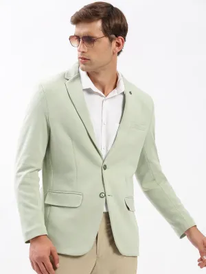 Men's Green Notched Lapel Collar Slim-Fit Single Breasted Blazer Reflective Safety Trim