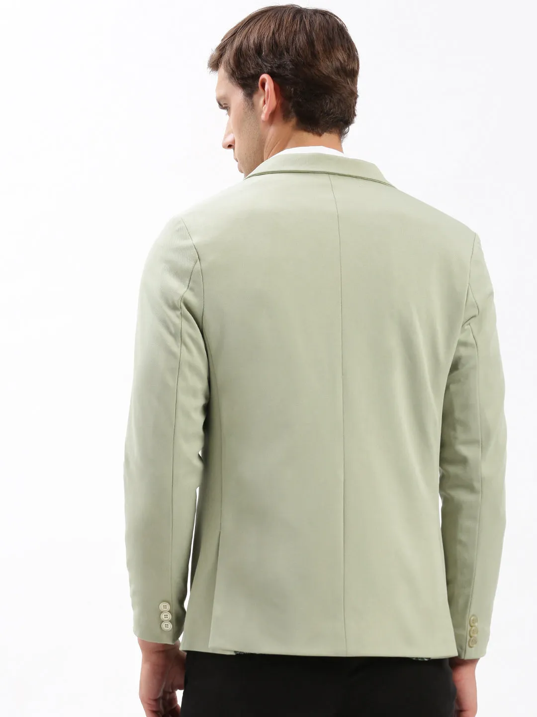 Men's Green Notched Lapel Collar Slim-Fit Single Breasted Casual Blazer All Season Fit Warm Lining