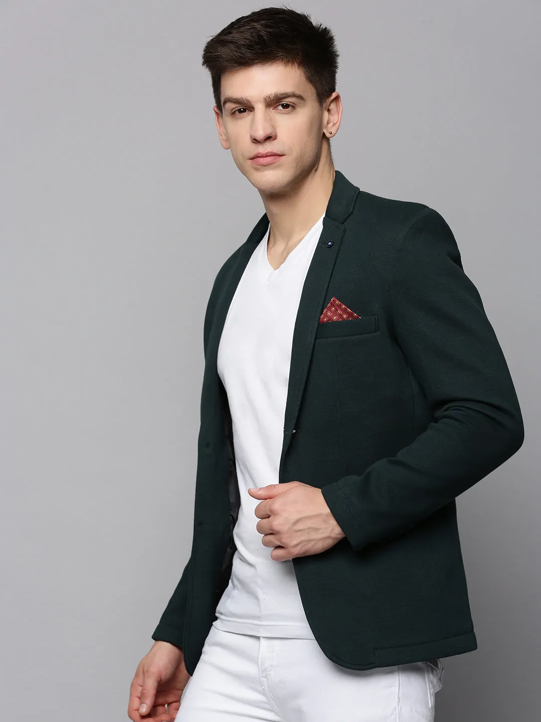 Men's Green Single-Breasted Party Blazer quick dry