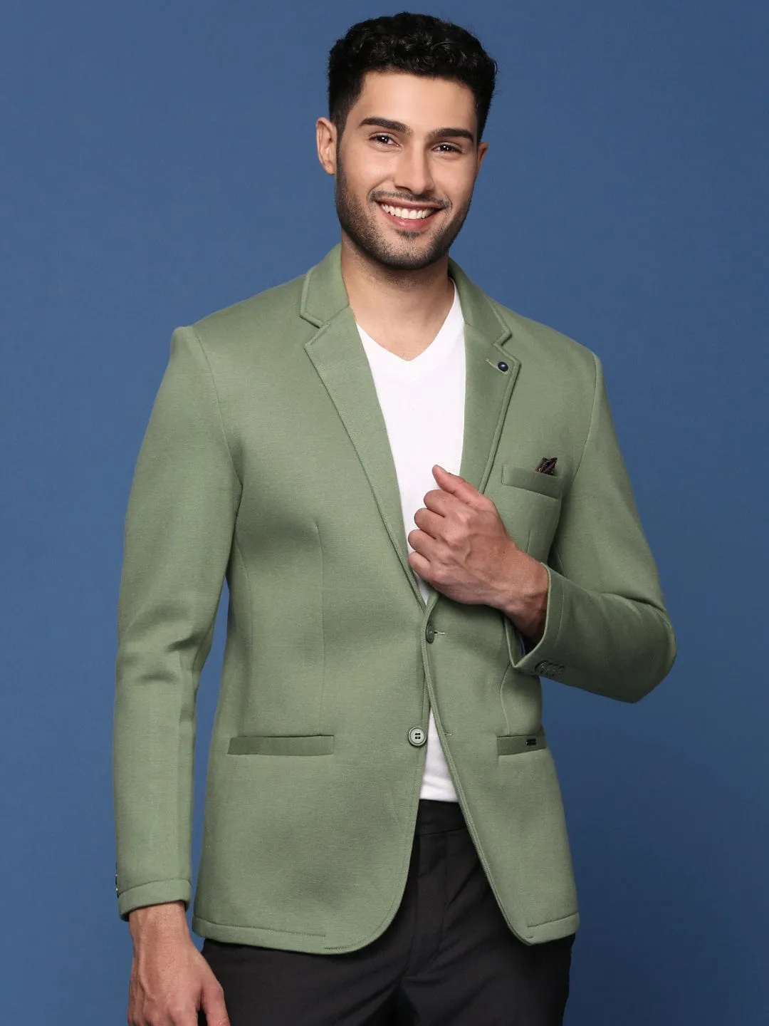 Light Outdoor Layer All Day Comfort Design Men's Green Slim Fit Single Breasted Blazer
