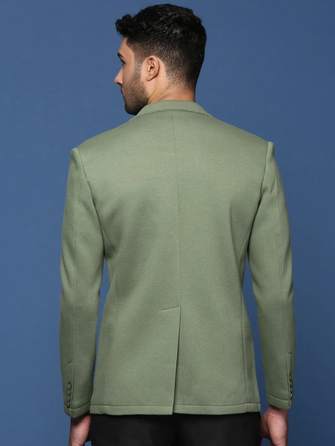AntiStatic Lining Men's Green Slim Fit Single Breasted Blazer