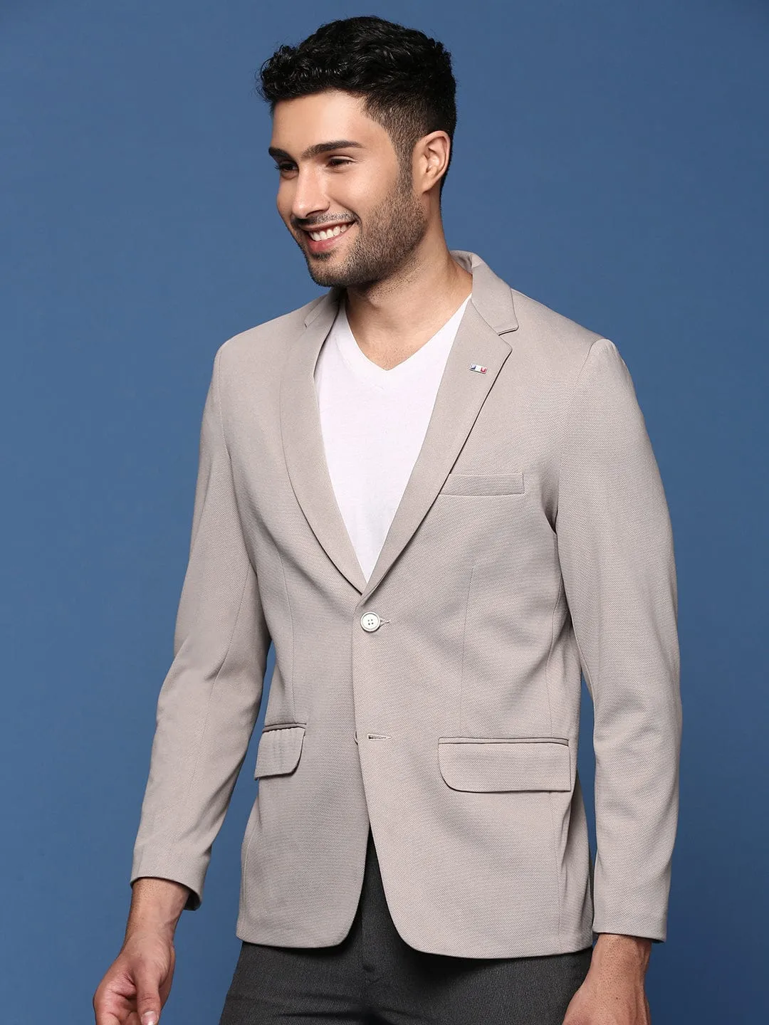 Men's Grey Slim Fit Single Breasted Blazer Urban Explorer Look Adventure Day Look