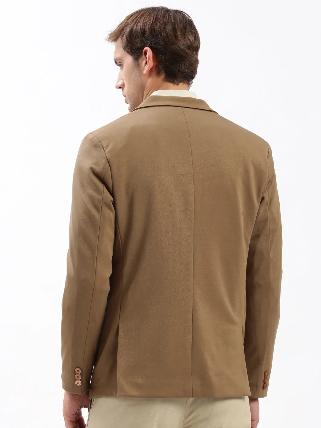 Morning Commute Gear Reinforced Elbow Panels Men's Notched Lapel Solid Brown Blazer