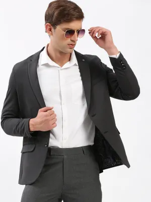 Men's Notched Lapel Solid Charcoal Blazer heavy duty fabric MagneticClosureSystem