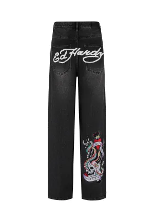 Mens Nyc Skull Xxtra Denim Trousers Jeans - Black Stretch Fit Denim Any Occasion