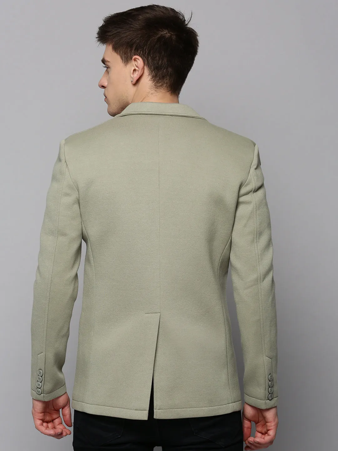 Men's Olive Single-Breasted Notched Lapel Blazers Reflective Safety Details All Season