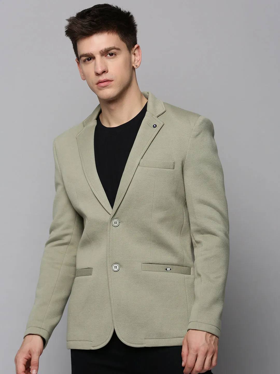 Men's Olive Single-Breasted Notched Lapel Blazers Cool Climate