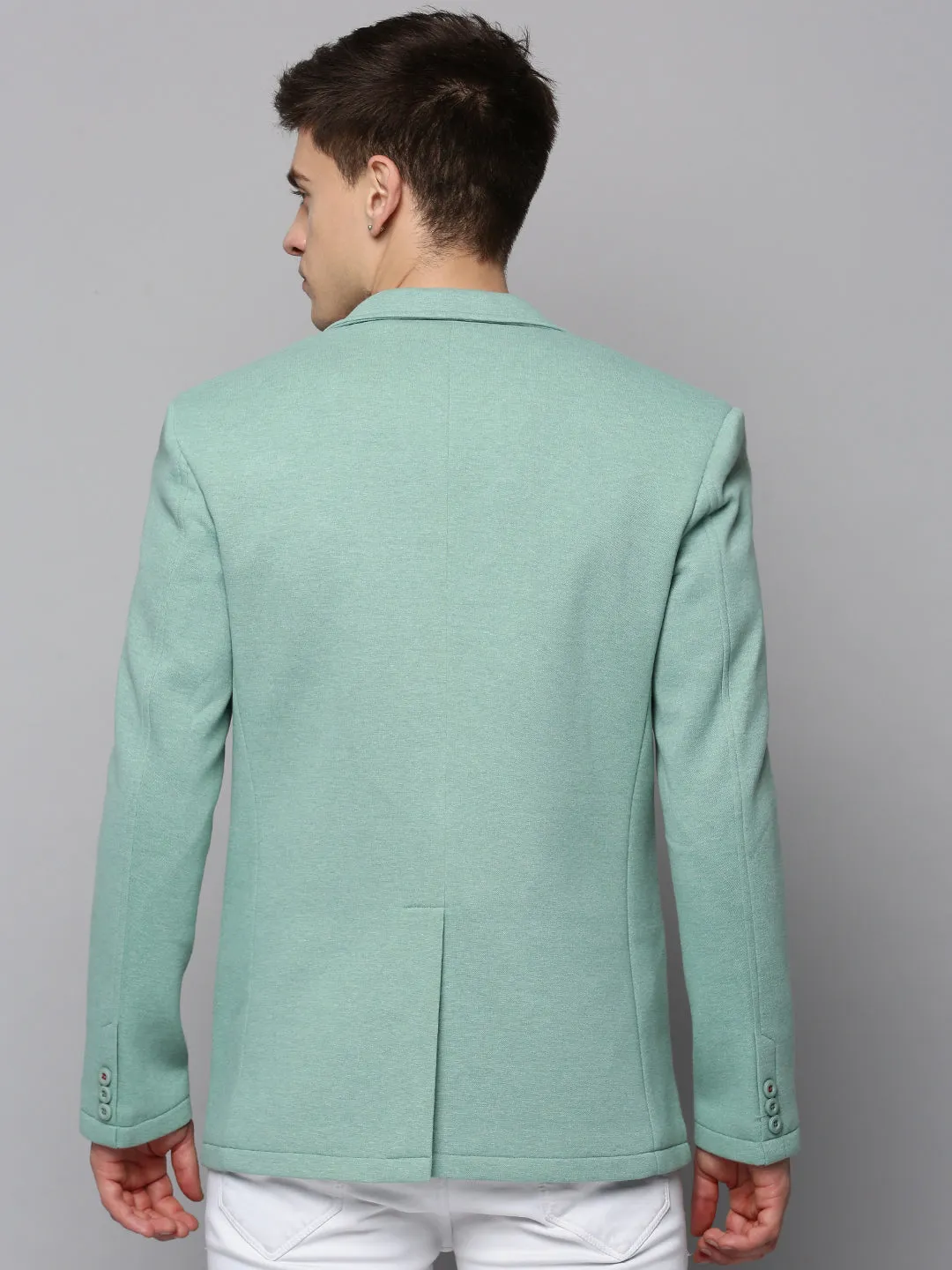 Trendy Feel Travel Ready Men's Sea Green Single-Breasted Casual Blazer
