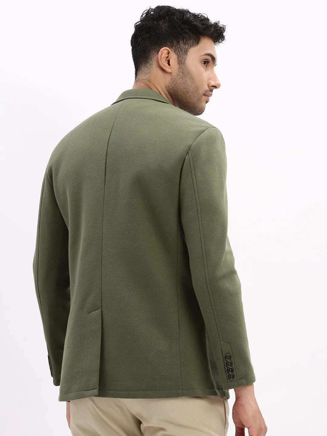 Men's Solid Green Single Breasted Casual Blazer Reversible Dual Layer