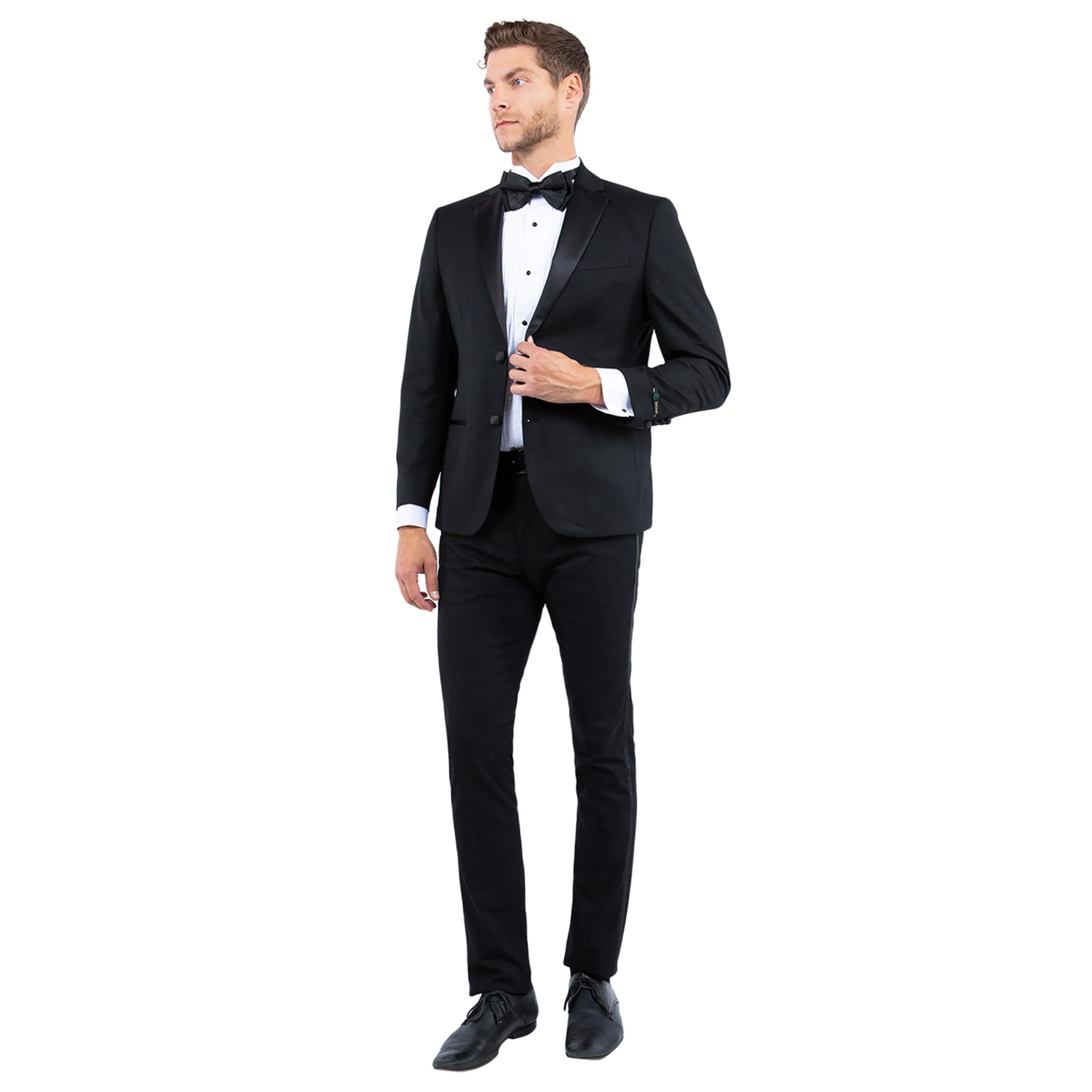 Men's Tailored-Fit Suits Separates Tuxedo Jacket w/ Notch Lapel Quick Release Buckle Mechanism TapedSeamConstruction