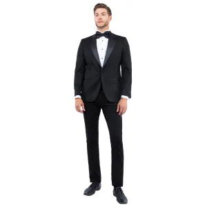 Double Stitch Seams Men's Tailored-Fit Suits Separates Tuxedo Jacket w/ Peak Lapel