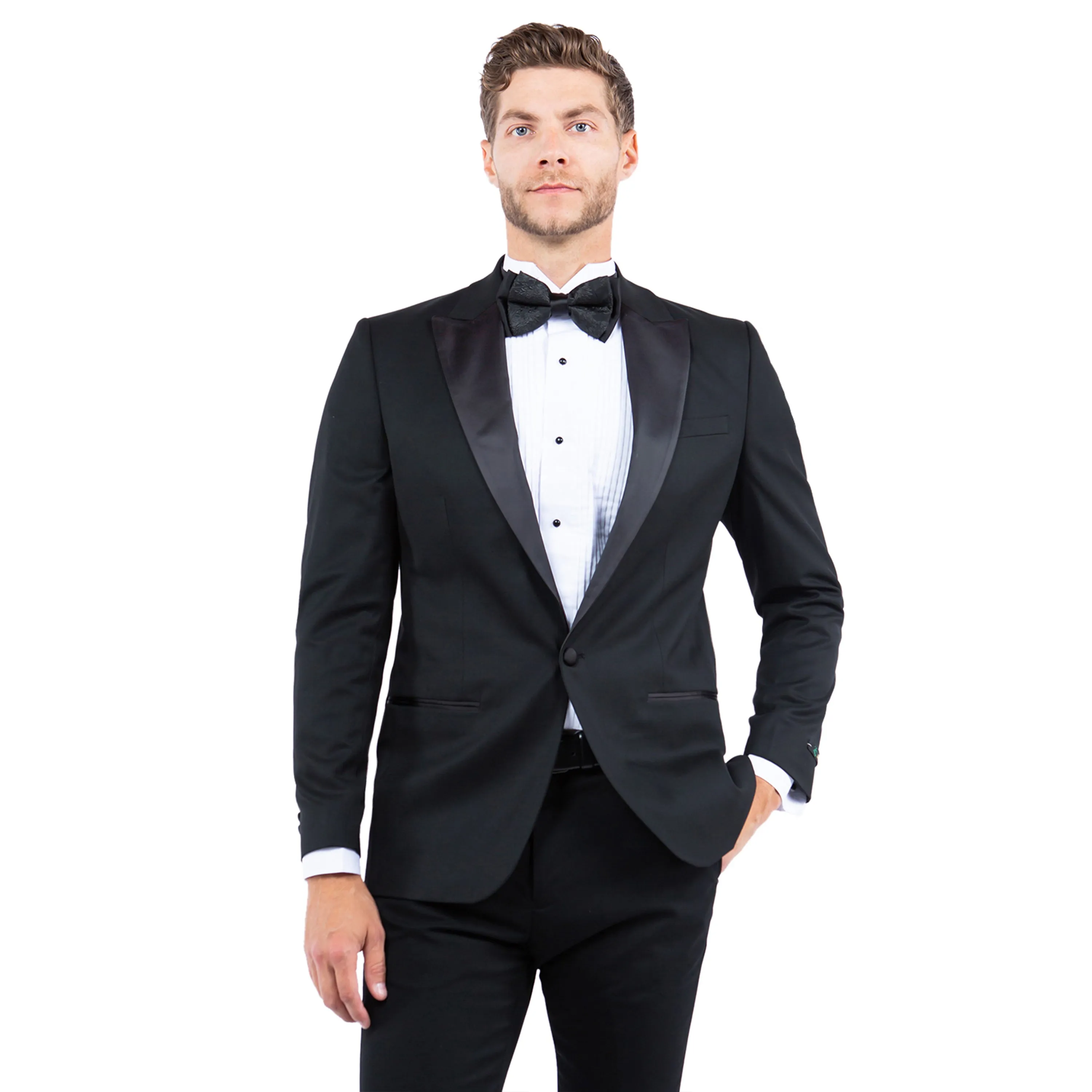 Men's Tailored-Fit Suits Separates Tuxedo Jacket w/ Peak Lapel Versatile Layering Options Warmth Retention