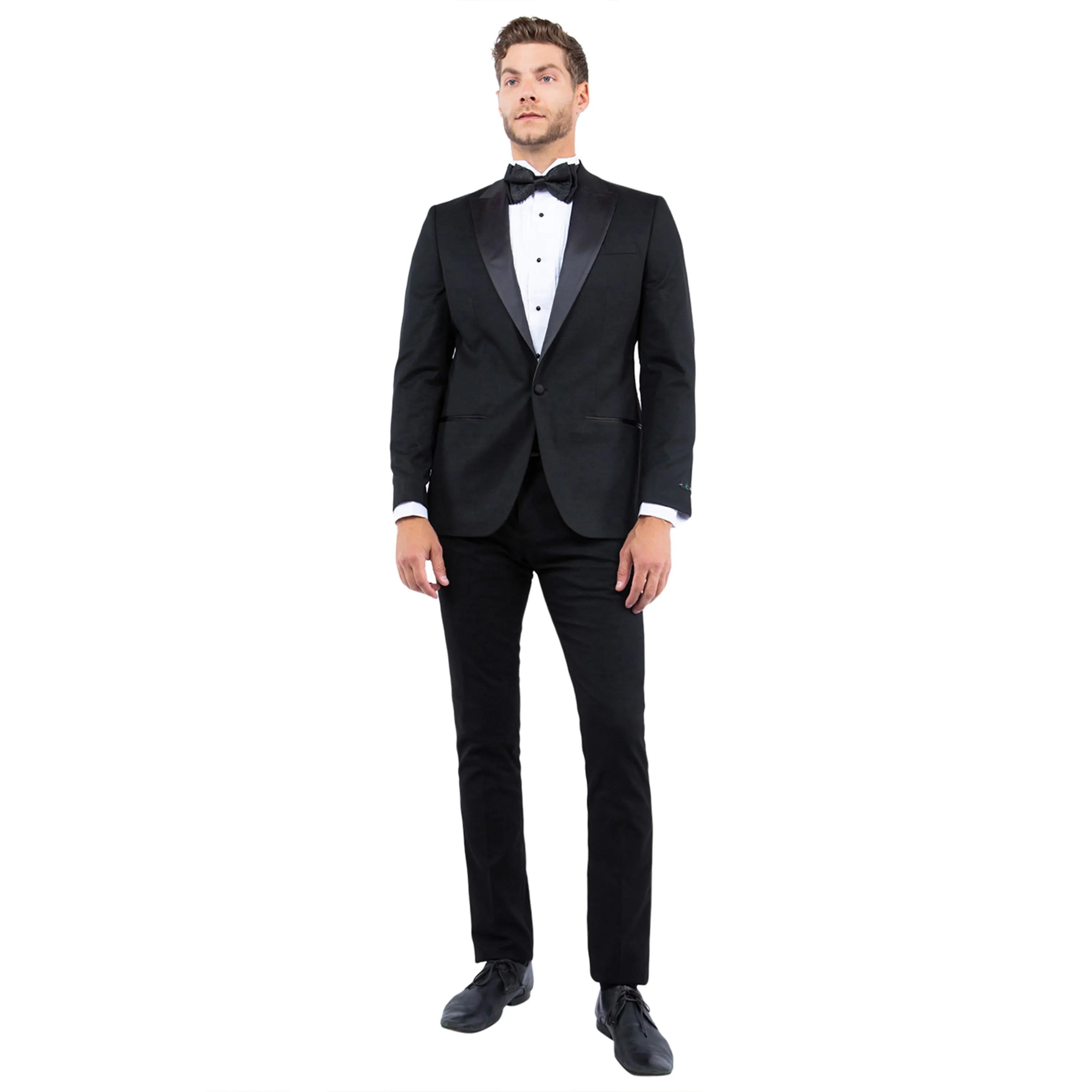 Double Stitch Seams Men's Tailored-Fit Suits Separates Tuxedo Jacket w/ Peak Lapel