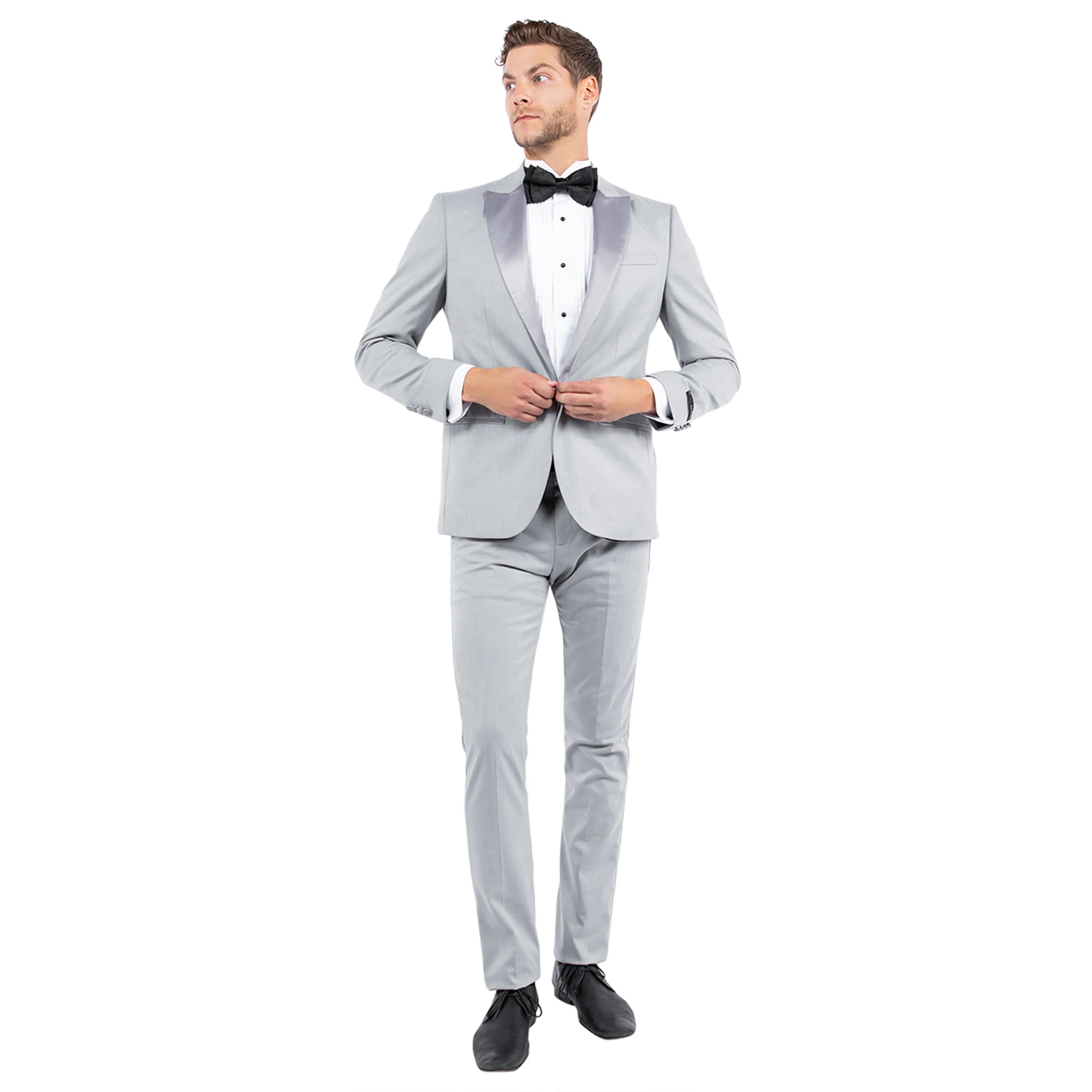 Men's Tailored-Fit Suits Separates Tuxedo Jacket w/ Peak Lapel Anti Static Treatment Transitional Wear
