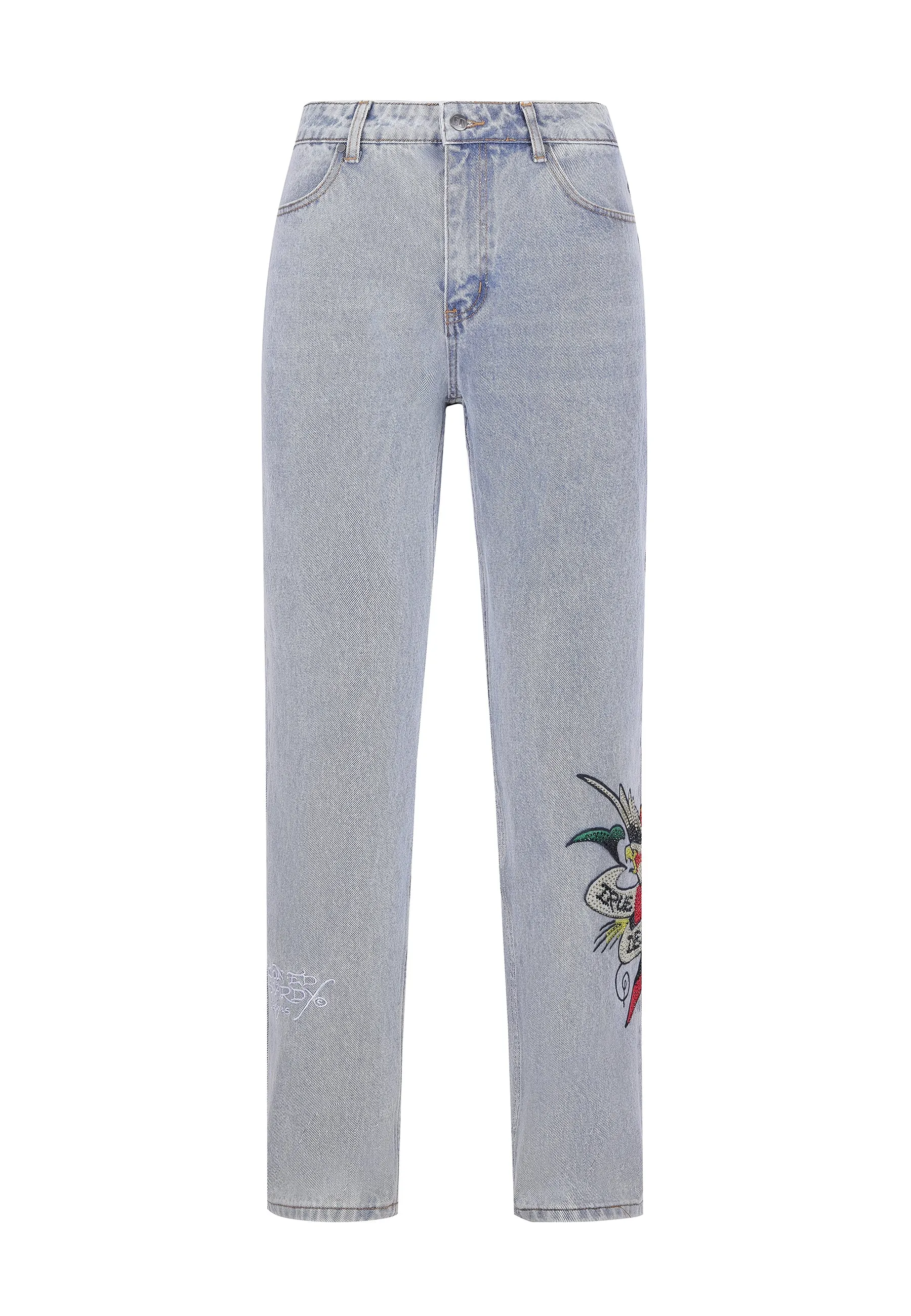 Urban appeal clean design Mens True-Till-Death Diamante Denim Trousers Jeans - Bleach