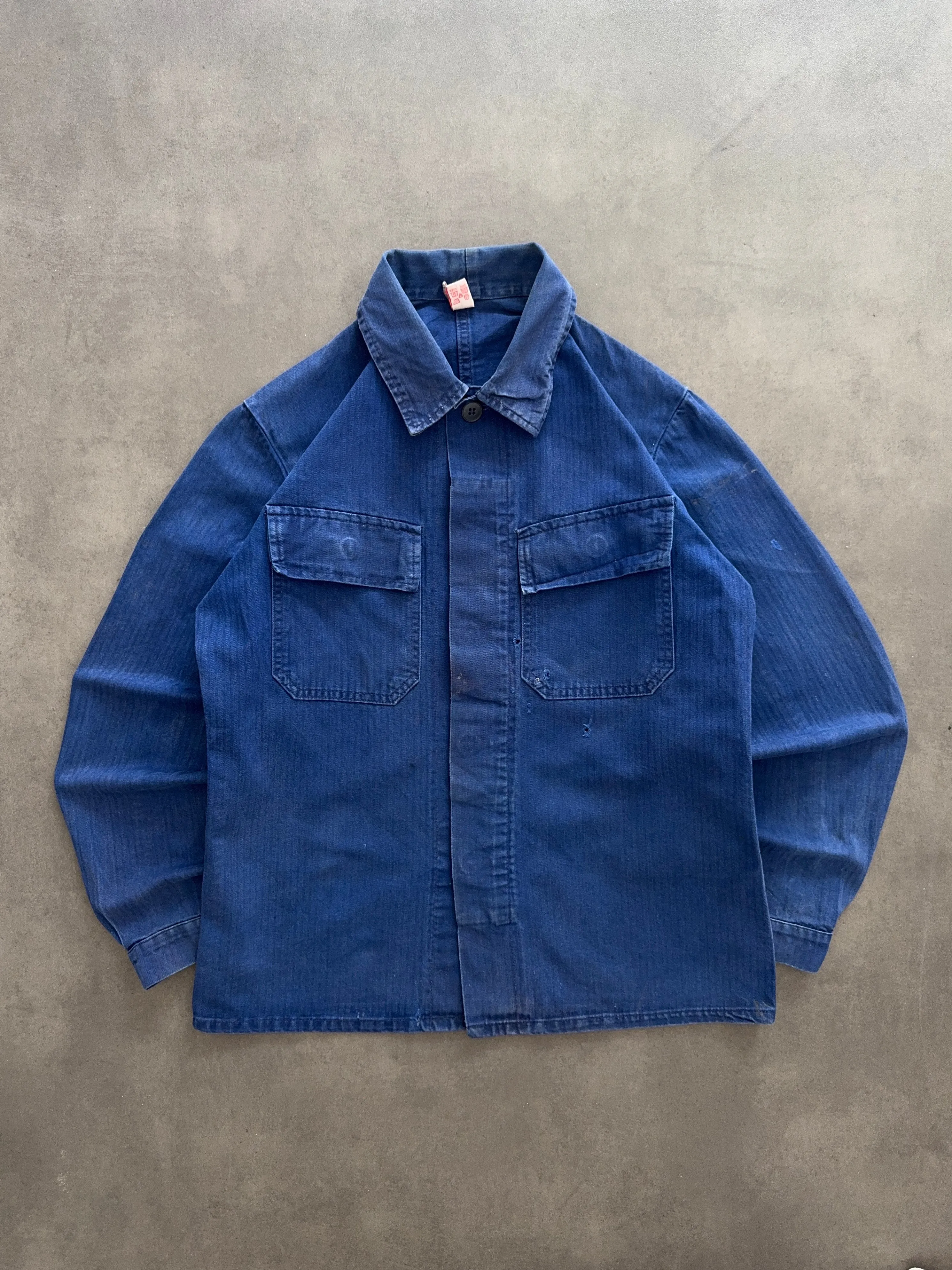 1980s French Shirt (M) color block Geometric Print