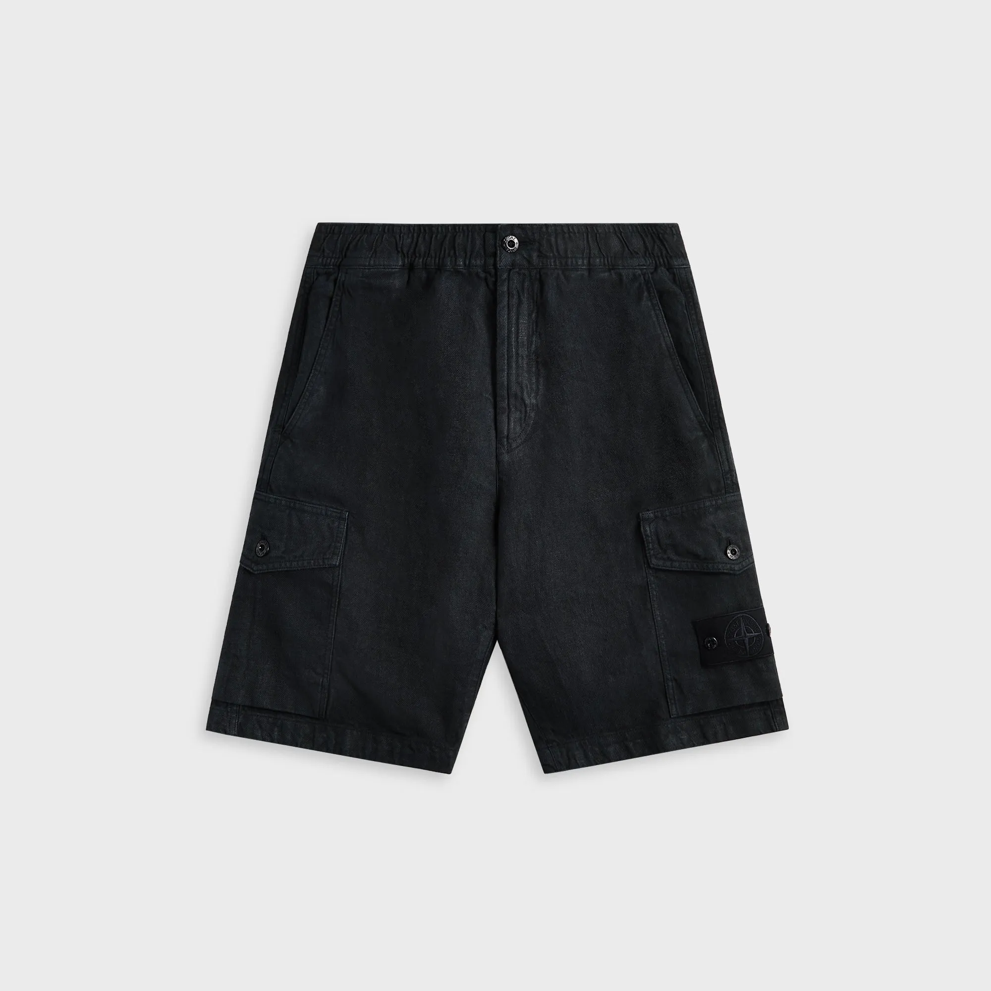 Quick Access Cargo Pockets Stone Island Diagonal Linen Garment Dyed Ghost Piece Shorts -  Navy Blue