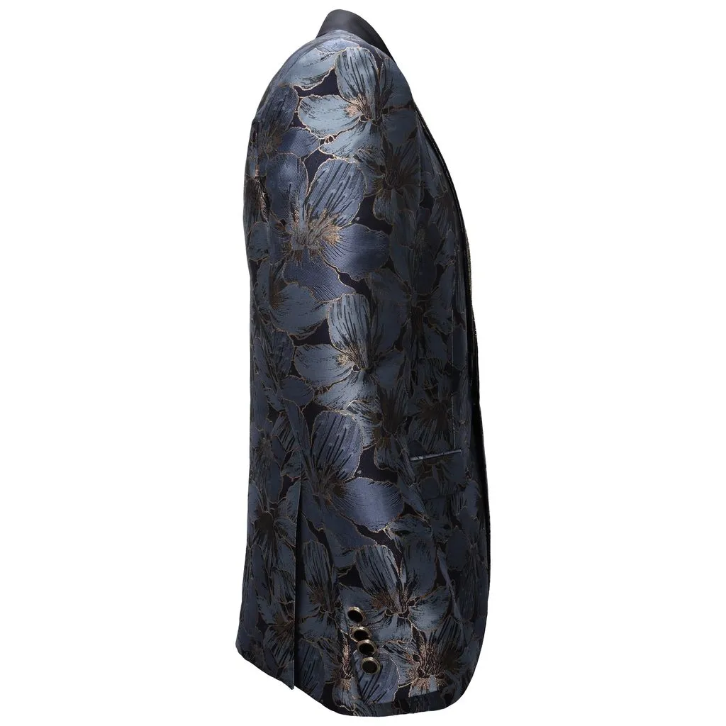 MagneticClosureSystem Midnight Bloom Jacquard Blazer - BLUE/GOLD