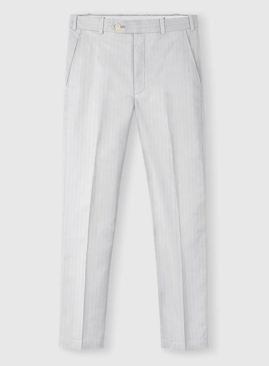 Italian Gray Herringbone Cotton Pants Low Profile Active Layer