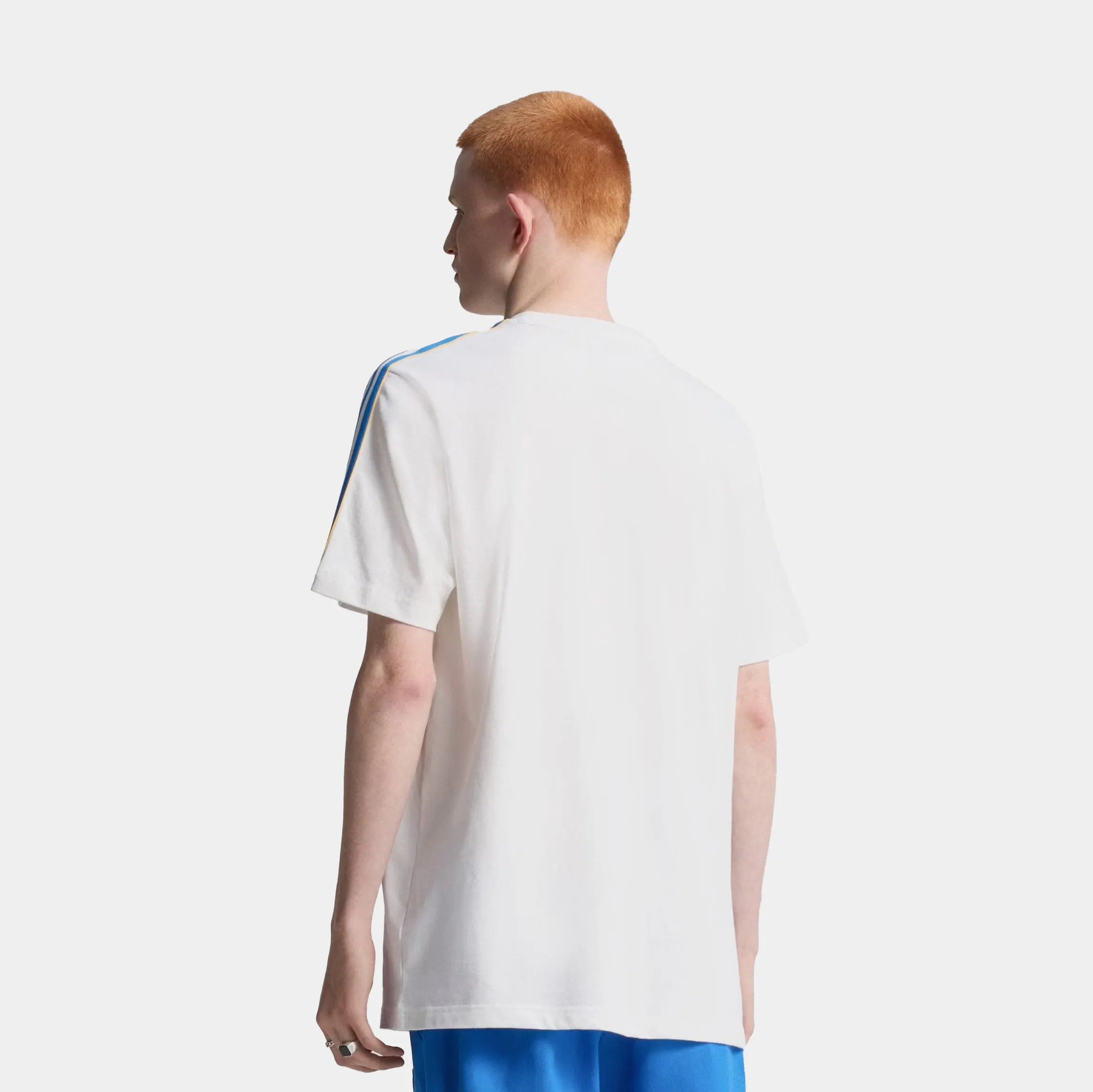 Real Madrid Terrace Icon Mens Short Sleeve Shirt (White/Blue) Holiday Casual Perfect for Any Outfit