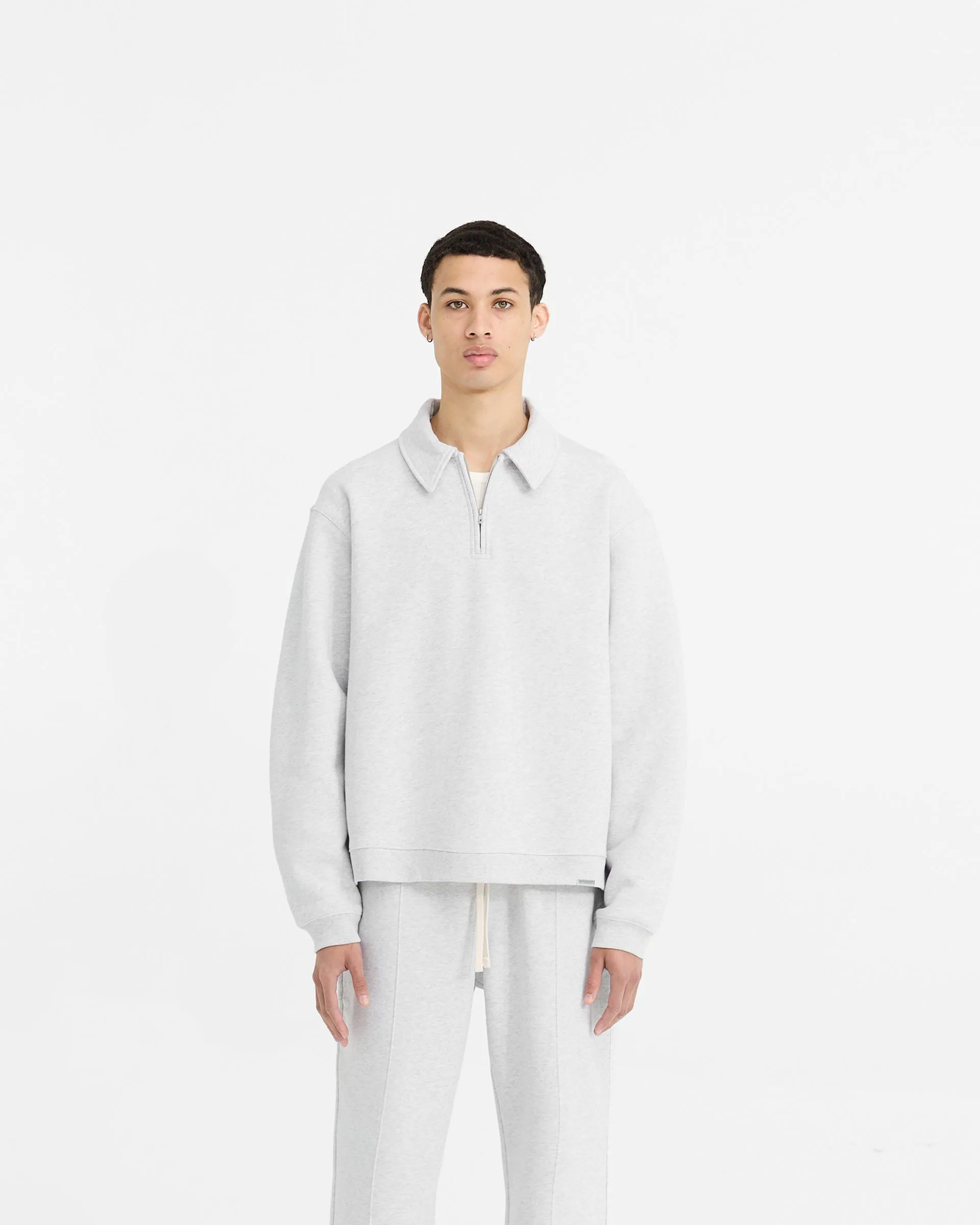 Initial Boxy Quarter Zip - Ice Grey Marl product quilted lining comfort